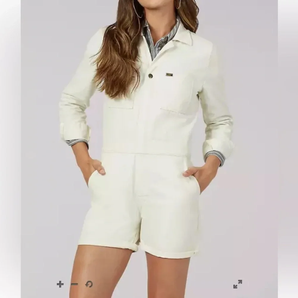Lee Denim Utility Romper Coveralls Overalls Size Medium Cream NWTS